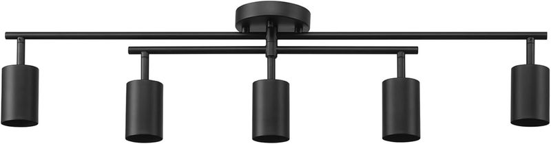 Globe Electric 5-Light Track Lighting, Matte Black, Center Swivel Bar, Adjustable Shades, Dimmable, 64000052 - Image 1